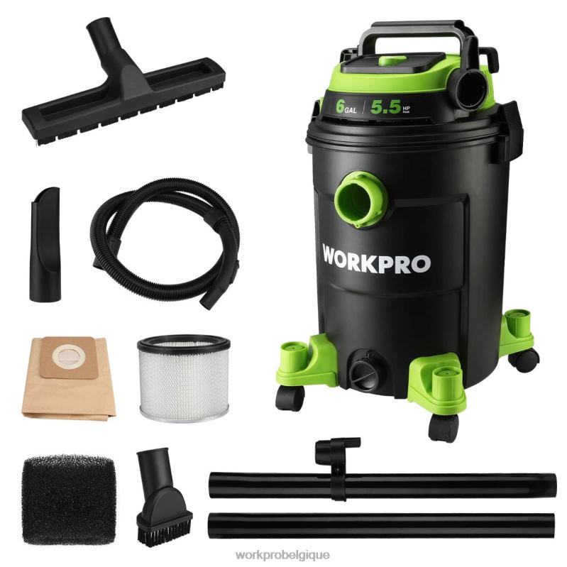 WORKPROAspirateur d'atelier de 6 gallons, aspirateur d'atelier de 5,5 chevaux de puissance maximale avec tuyau de filtre hepa et accessoires N4DL215 outil WORKPROAspirateur d'atelier de 6 gallons, aspirateur d'atelier de 5,5 chevaux de puissance maximale avec tuyau de filtre hepa et accessoires N4DL215 outil