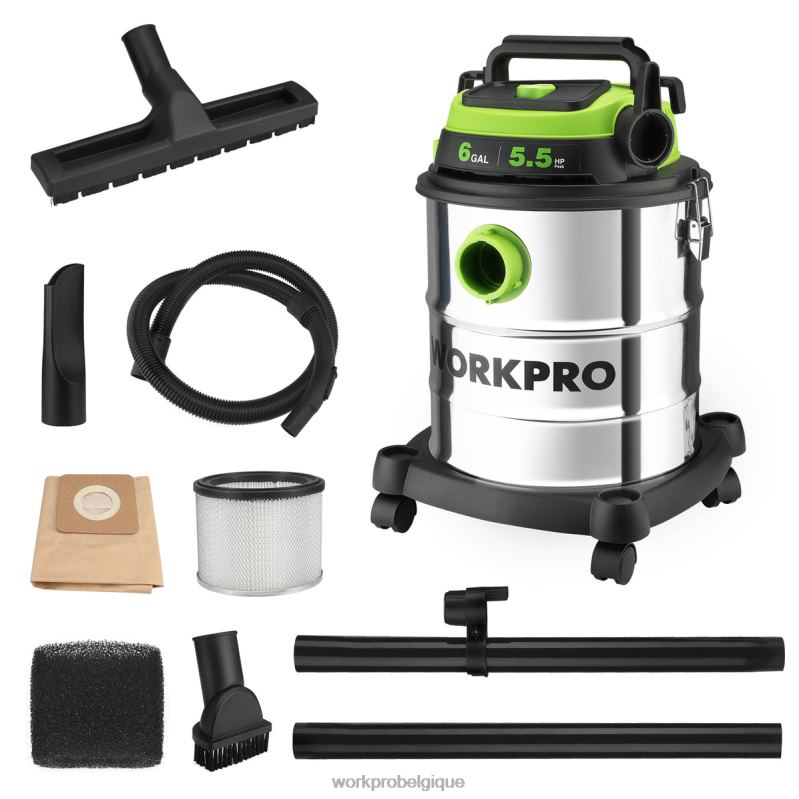 WORKPROAspirateur d'atelier sec/humide de 6 gallons avec filtre Hepa, tuyau et accessoires pour la collecte de poussière à la maison/sur chantier N4DL213 outil WORKPROAspirateur d'atelier sec/humide de 6 gallons avec filtre Hepa, tuyau et accessoires pour la collecte de poussière à la maison/sur chantier N4DL213 outil